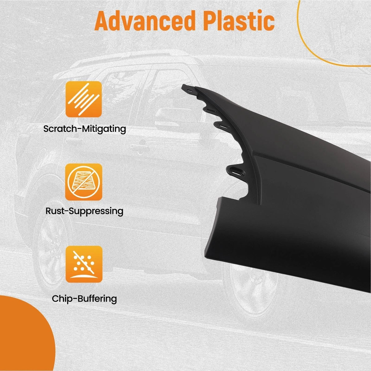 Lower Door Molding Trim Rear Left for Ford Transit (2015–2024) Black Plastic