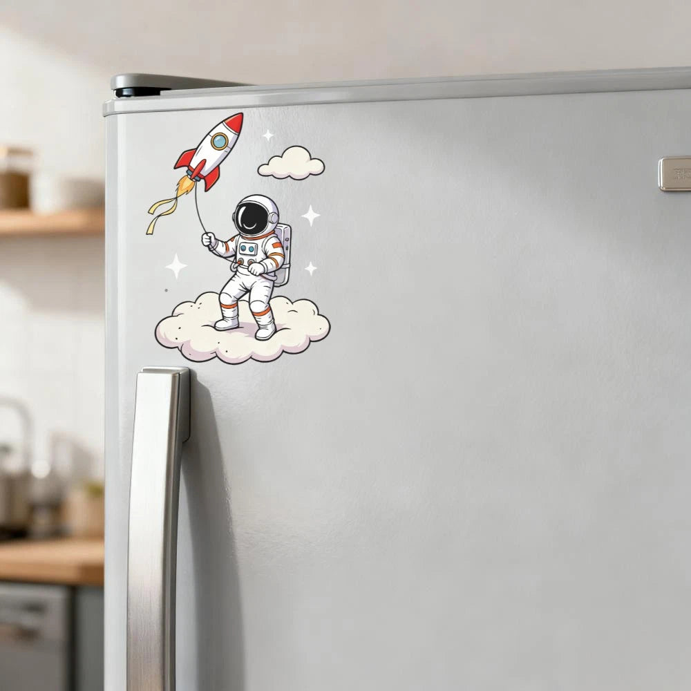 Vinyl Sticker for Laptop, Car, Luggage - Astronaut Rocket Balloon Space Cloud