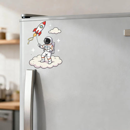 Vinyl Sticker for Laptop, Car, Luggage - Astronaut Rocket Balloon Space Cloud