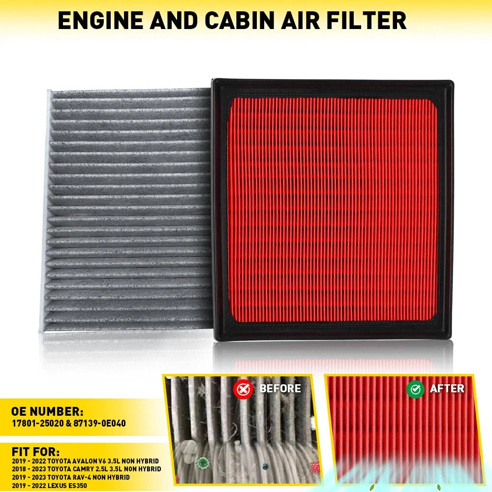 Combo Air & Cabin Filter for Toyota Camry RAV4 Avalon Lexus ES350 (2018–2023)