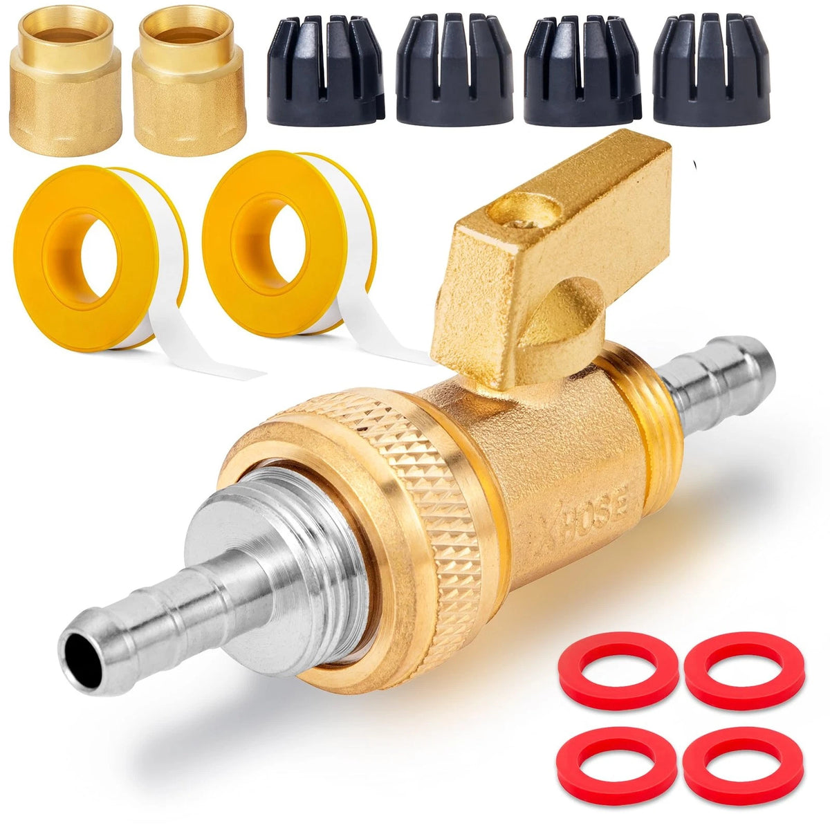 Telescopic Hose Adapter with Shut Off Valve for Garden (1 Kit)