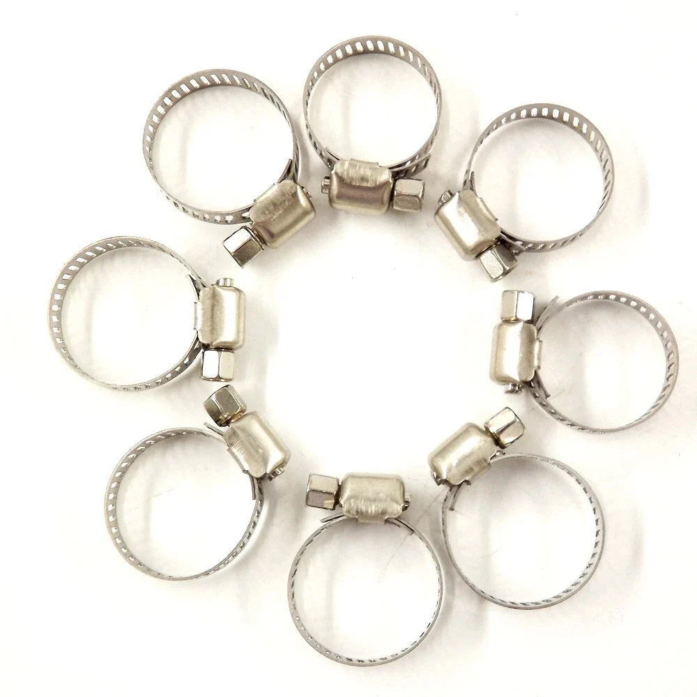 100pcs Adjustable Stainless Steel Drive Hose Clamps for Fuel Line (N/A)