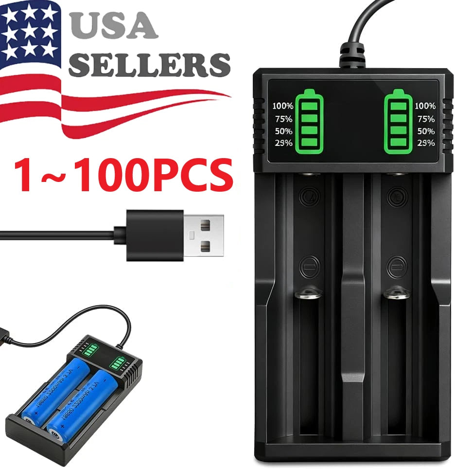 USB Smart Battery Charger for 18550 14500 16340 Rechargeable Li-Ion Batteries