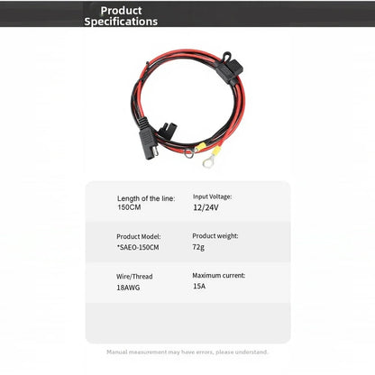 DC Power Cable with Fuse Protection for Cars RVs Boats (SAE Male/Female)