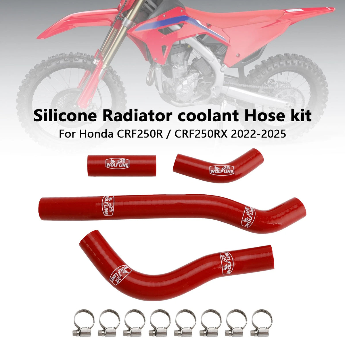 Silicone Radiator Coolant Hose for Honda CRF250R CRF250RX (2022–2025) M504-B011-RED