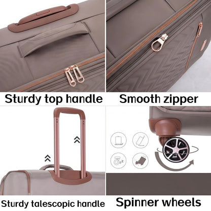 3 Piece Softside Luggage Set - Expandable, Khaki