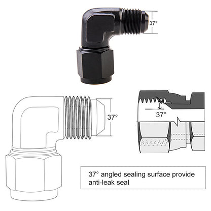 2x 6/8/10/12AN Female to Male Bulkhead Flare Adapter Swivel Hose Fitting 90°