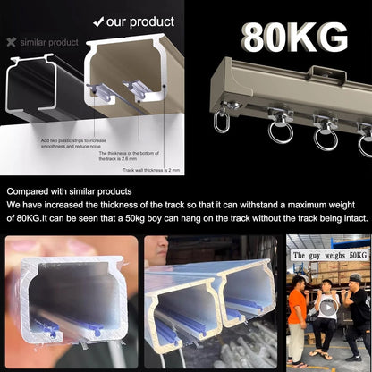 Aluminum Alloy Silent Curtain Tracks for Ceiling or Wall Mounting