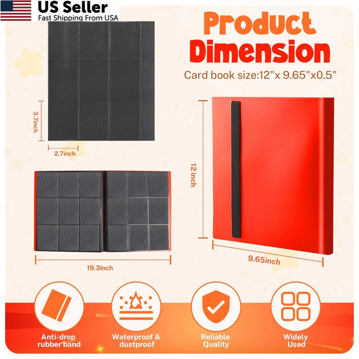 9 Pocket Trading Card Binder Album for Collectibles (Red)