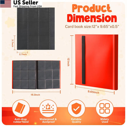 9 Pocket Trading Card Binder Album for Collectibles (Red)