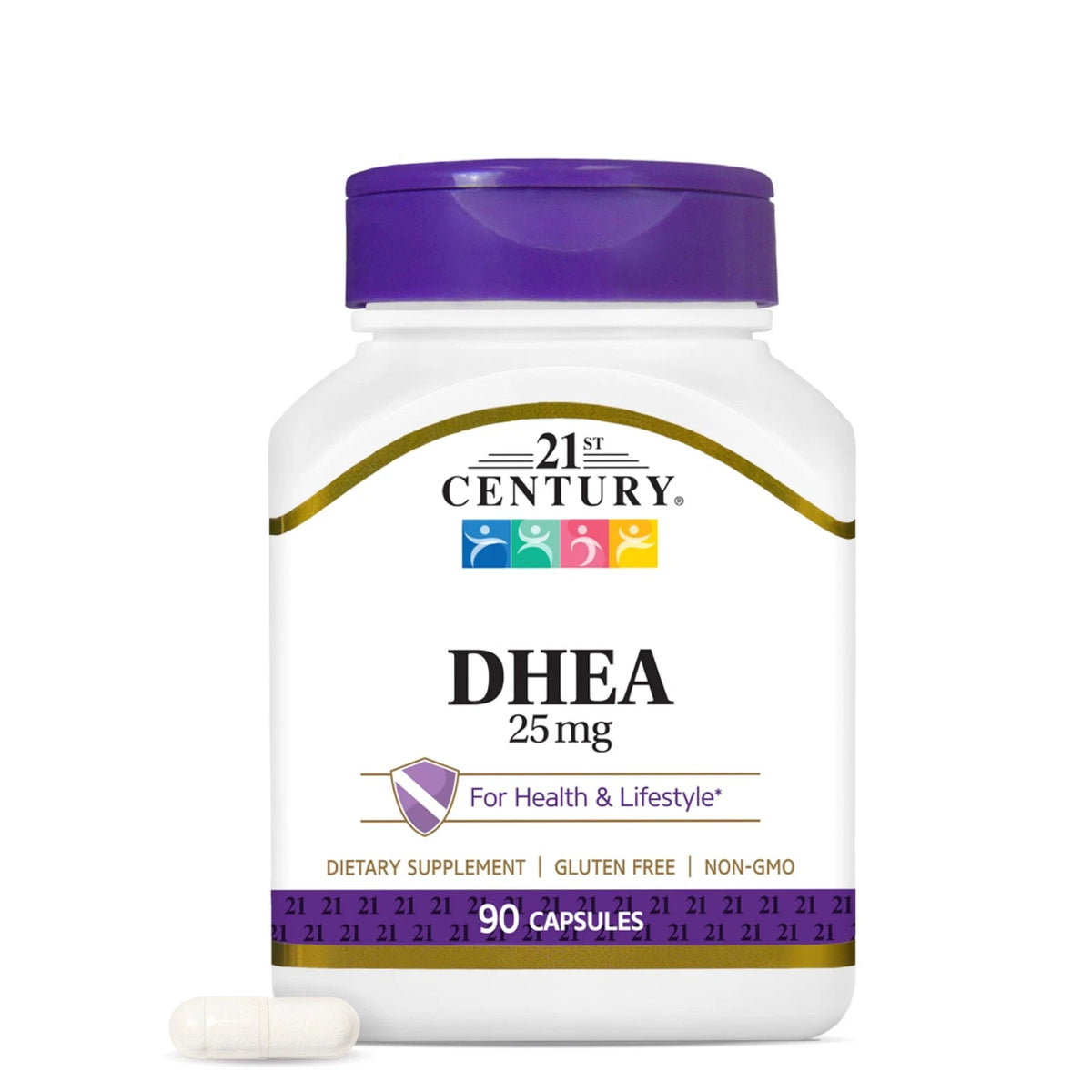 90 Count DHEA 25 mg Capsules for Health Supplements (No Color)