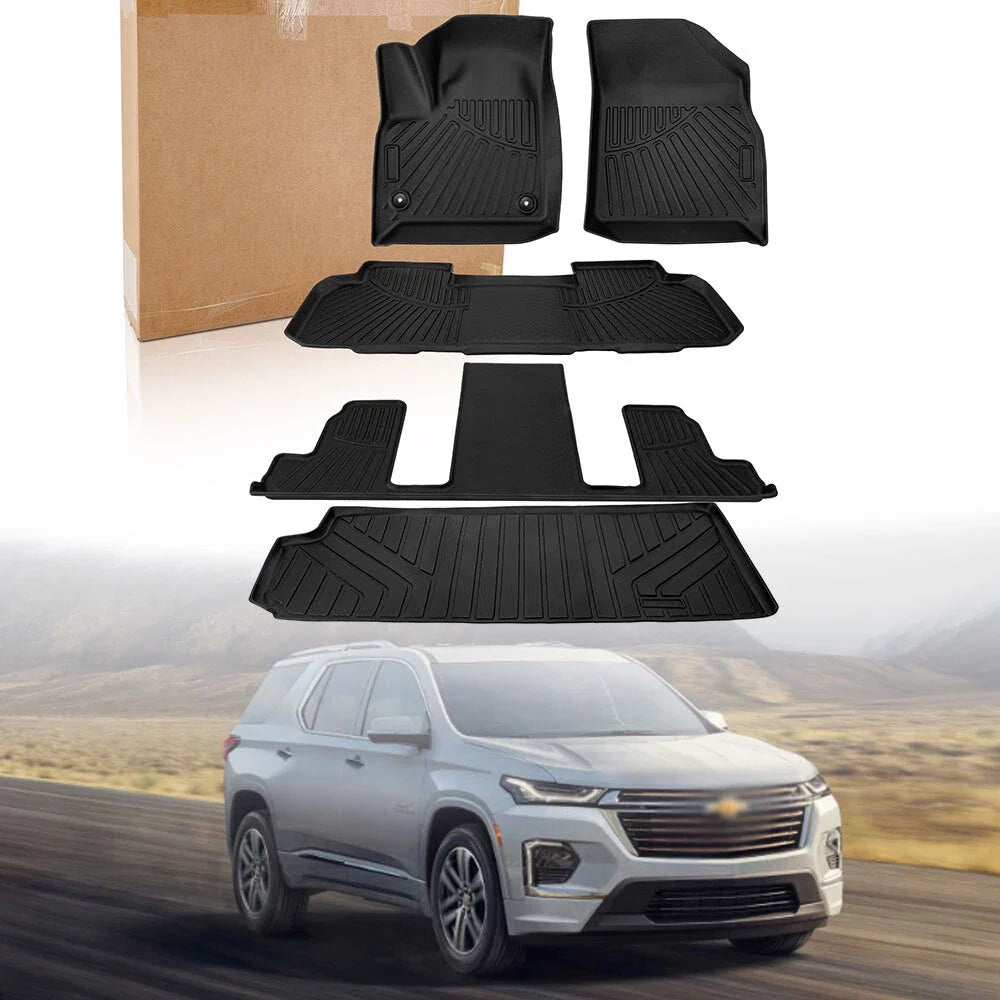 Set of 5 Floor Mats Cargo Liners All Weather for Chevrolet Traverse (2018–2024)