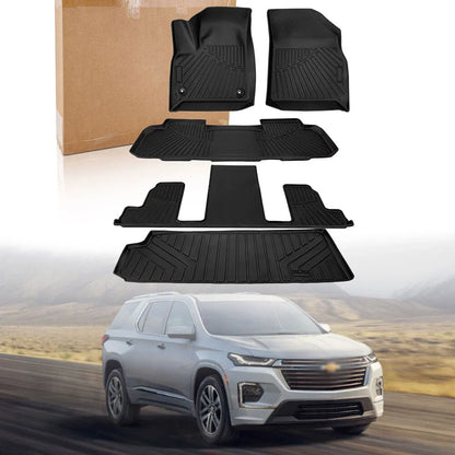 Set of 5 Floor Mats Cargo Liners All Weather for Chevrolet Traverse (2018–2024)