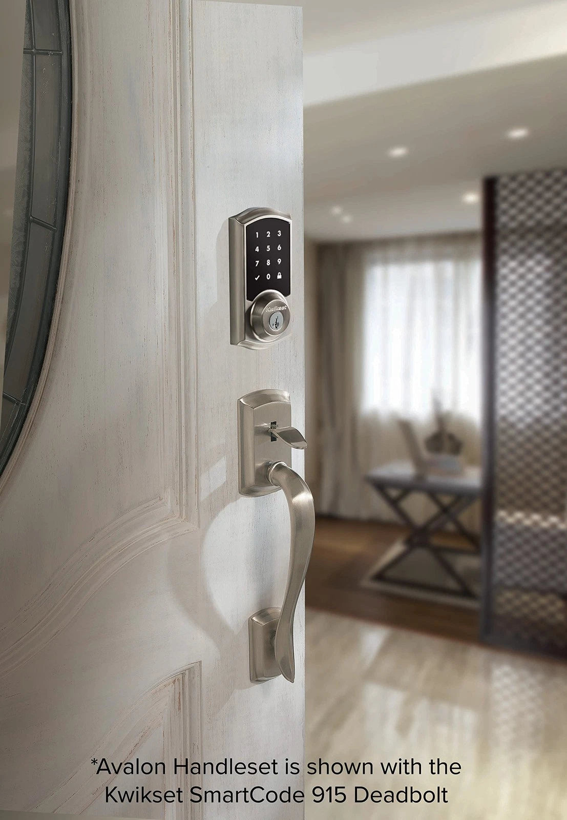 Kwikset Avalon Front Door Handle for Entry (No Lock, Satin Nickel)