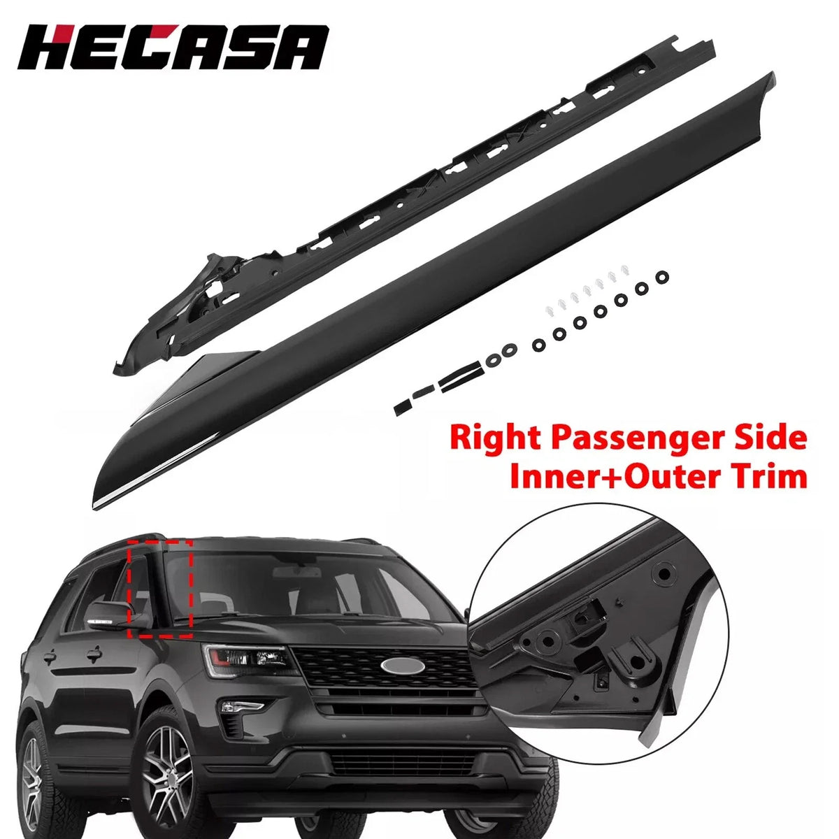 Right Side Windshield A-Pillar Molding Trim for Ford Explorer (2011–2019)