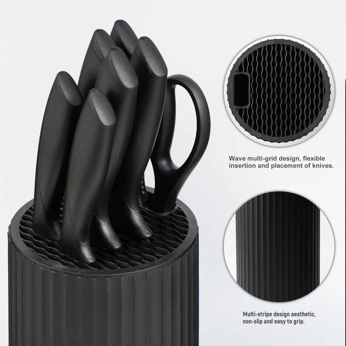 8-Piece Knife Set with Universal Block - Black