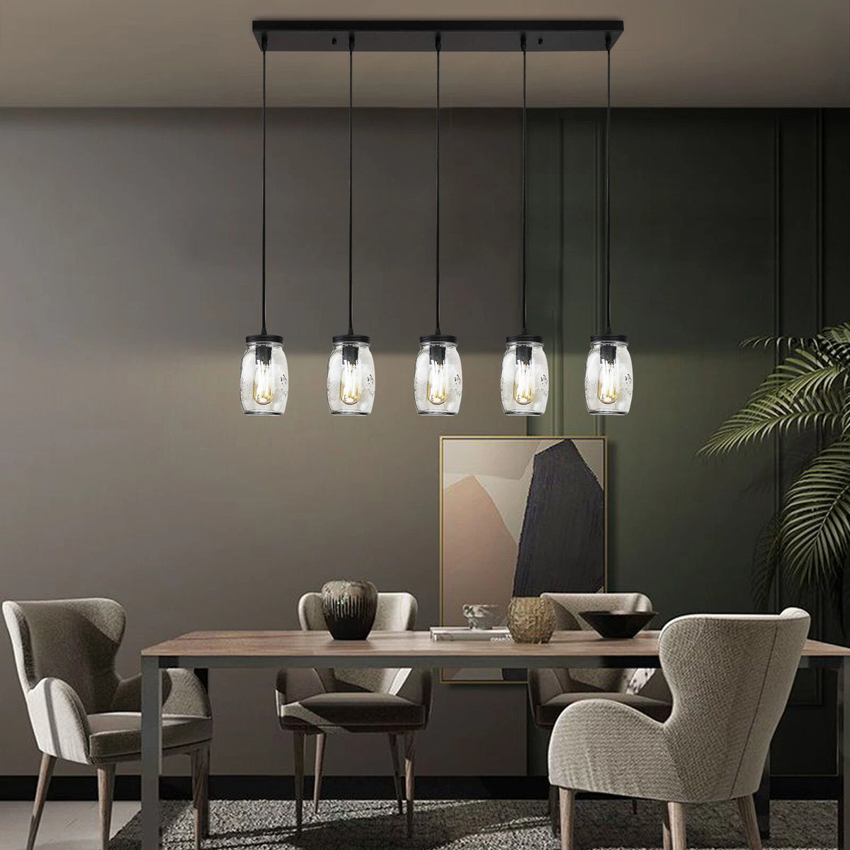 Mason Jar Chandelier Pendant Light Fixture for Kitchen Island