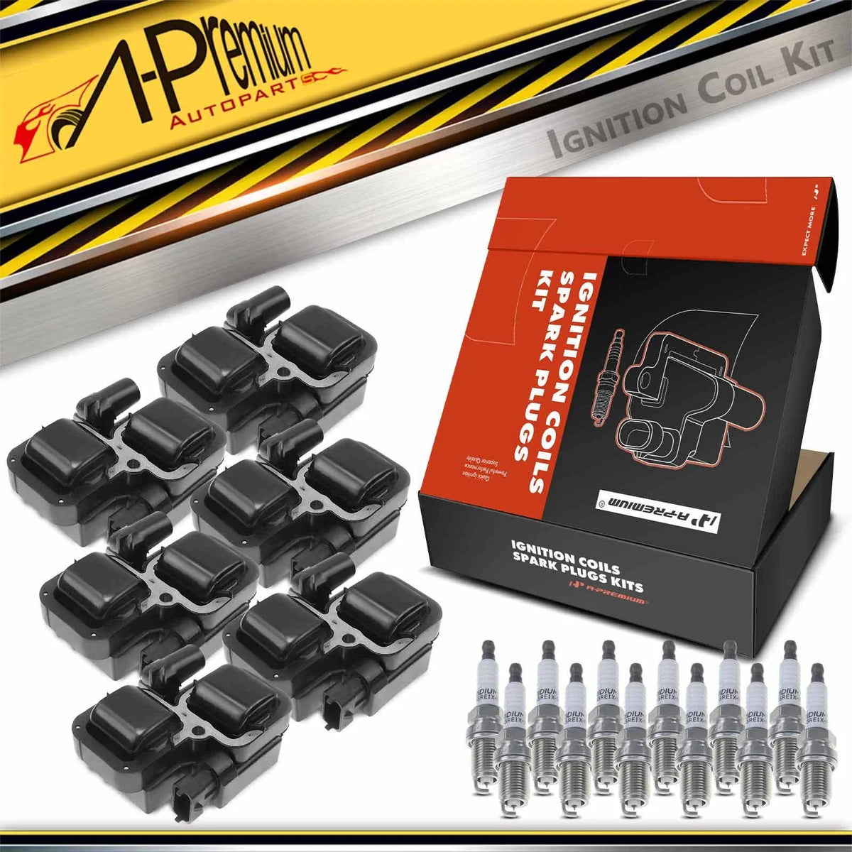 6x Ignition Coil & 12x Iridium Spark Plug for Mercedes-Benz W203 (2001–2007)