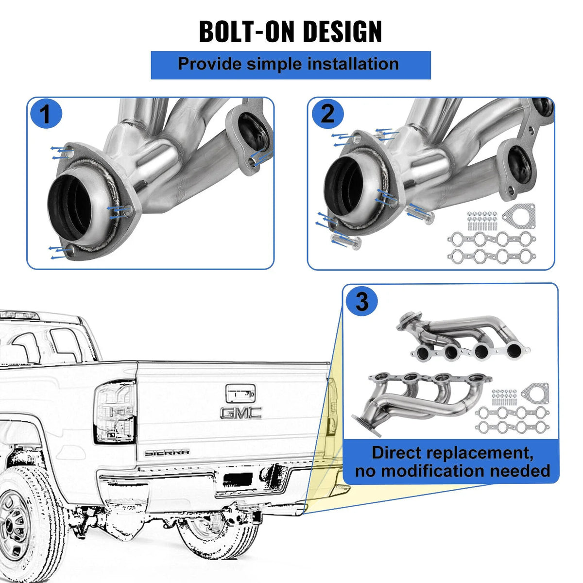 Exhaust Manifold/Header for Chevy Avalanche 1500/Suburban 1500/Silverado 1500/Tahoe (2002–2006)