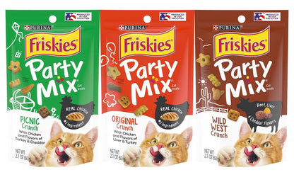 Set of 3 Friskies Party Mix Cat Treats Variety Pack 2.1 Ounce
