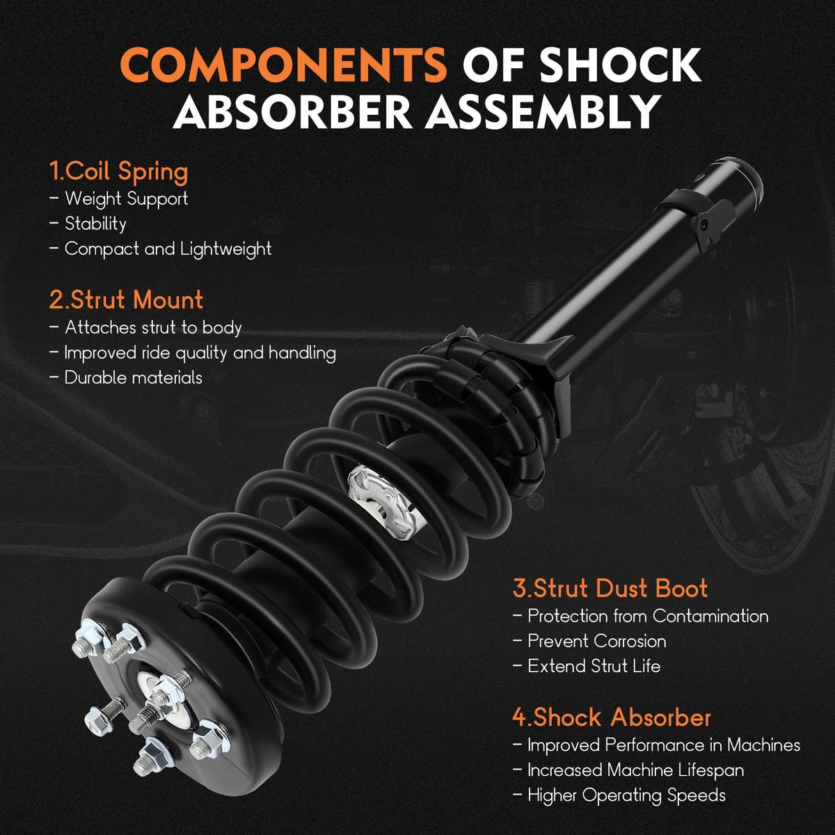 Set of 4 Struts Shocks Springs & Mounts for Honda Accord (2008–2012)