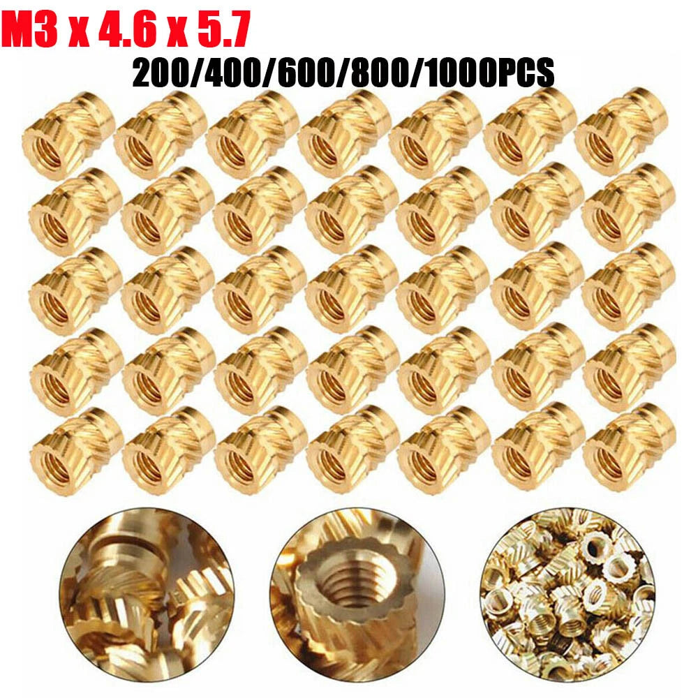 M3 Thread Knurled Brass Heat Resistant Insert Nuts (200-1000Pc)