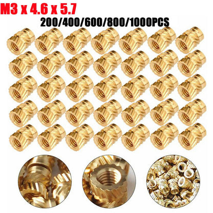 M3 Thread Knurled Brass Heat Resistant Insert Nuts (200-1000Pc)