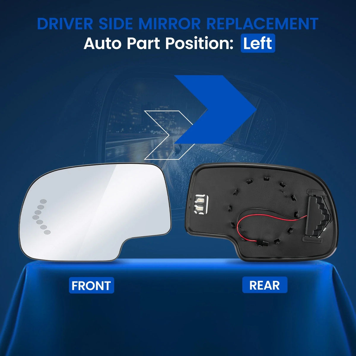Mirror Glass Heated Turn Signal Driver Left for 2003–2006 GMC Yukon XL 2500