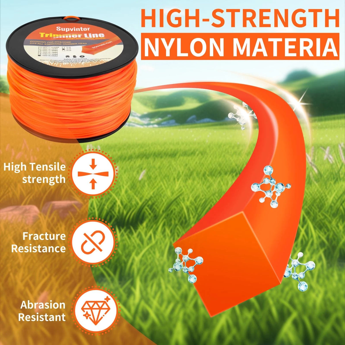 155 Trimmer Line for Weed Eater (0.155" - 288ft - Heavy Duty Square)