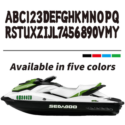 Set of 4 Boat Registration Number Sticker Decals A-Z & 0-9 Black