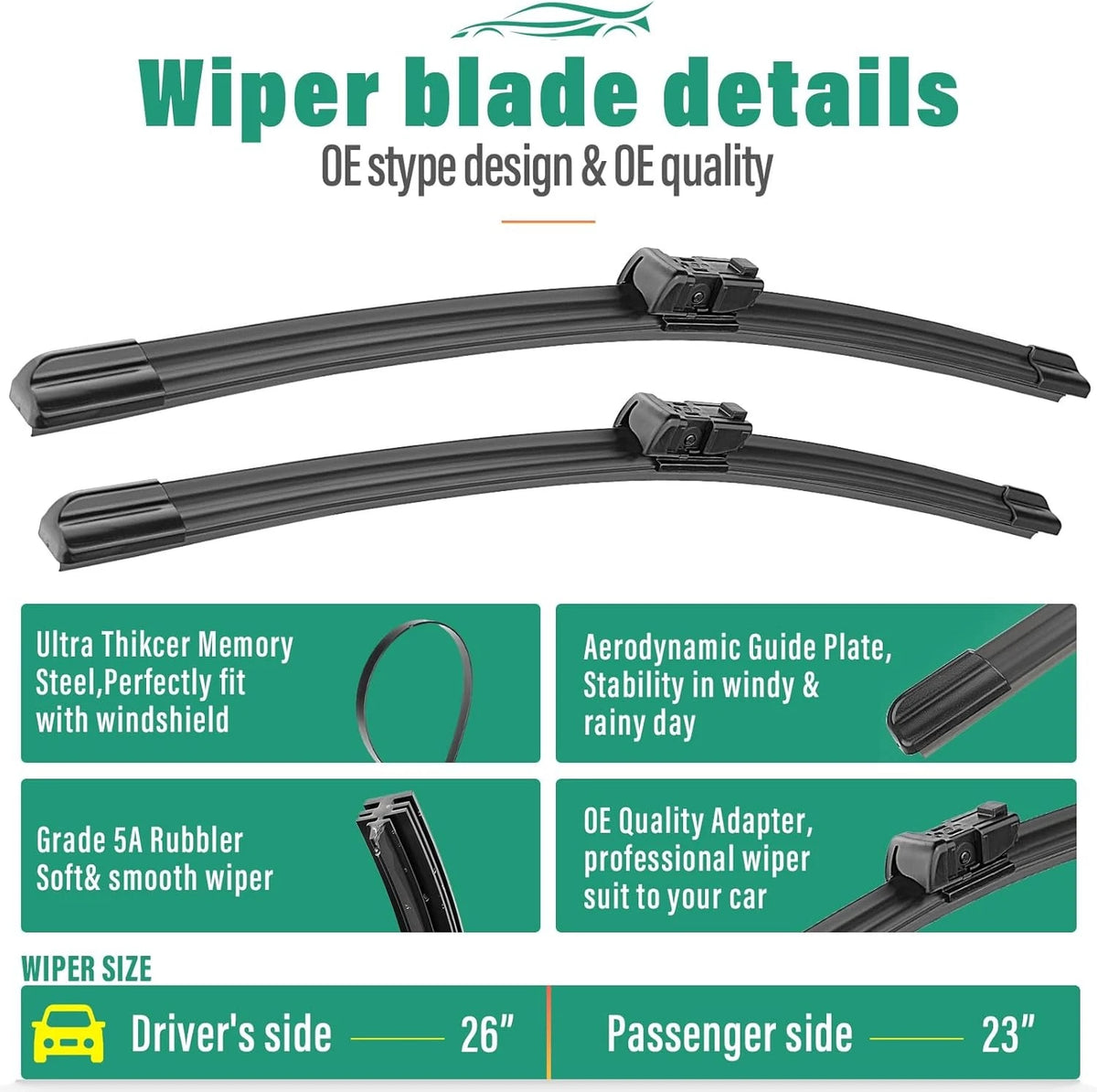 Set of 2 Windshield Wiper Blades for Mercedes Benz GL-Class (ws 635)