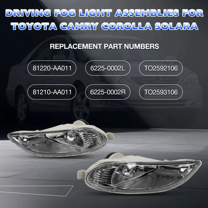 Pair Fog Lights for Toyota Camry Corolla Solara (2002–2008)