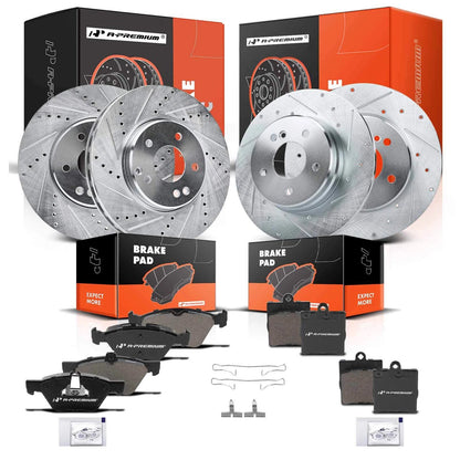 Set of 4 Drilled Brake Rotors & Pads for Benz C208 CLK320 (2000–2002)