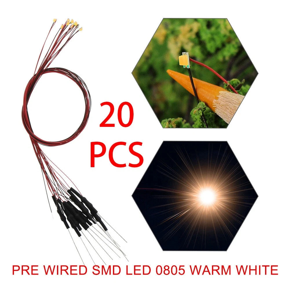 20pcs 30awg Pre-wired SMD LED 0805 Light Layouts for 12V Systems
