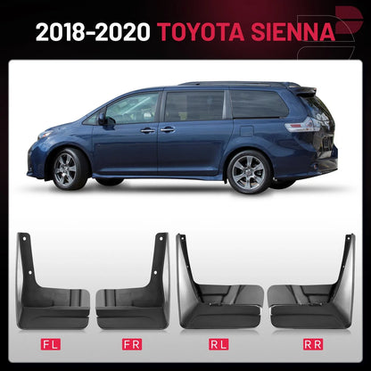 Mud Flaps Splash Guard for Toyota Sienna (2018–2020) 3.5L L LE XLE (4pcs)