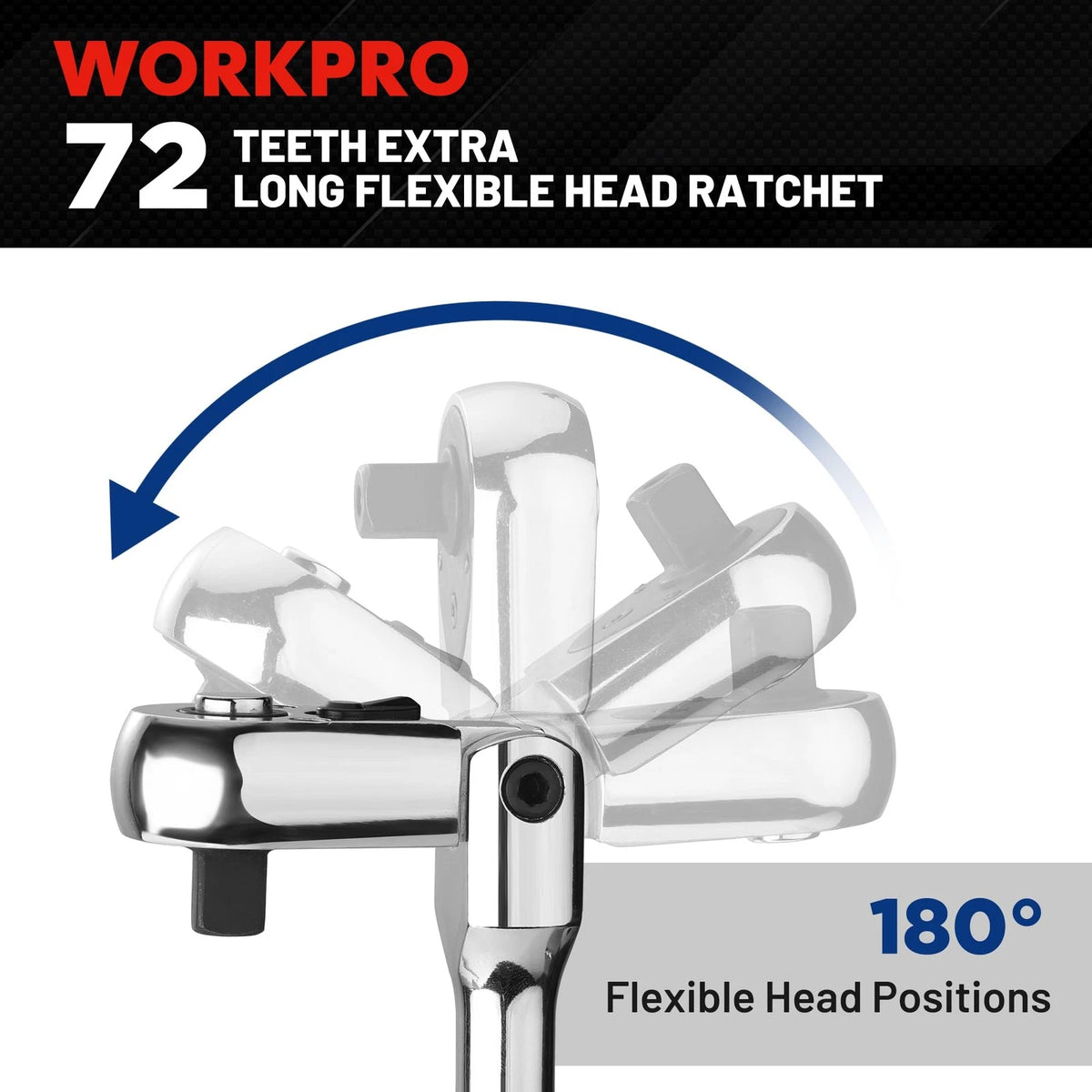 1/4 inch Drive Extra Long Flex Head Ratchet for Automotive