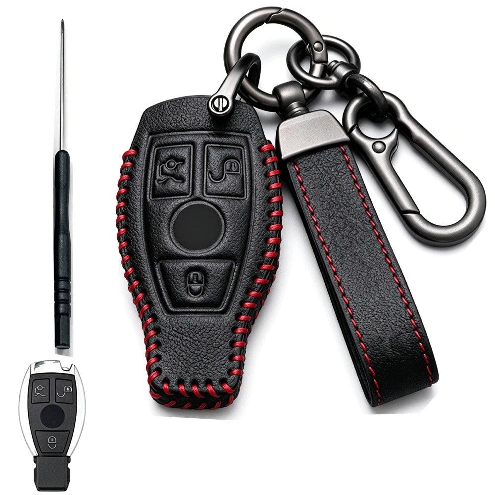 Leather Keychain Fob Case Cover for Mercedes Benz A B C E S G GLA GLC GLE
