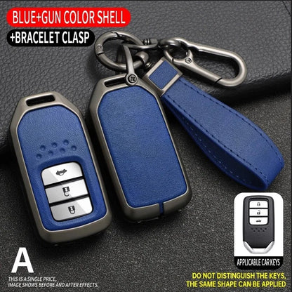 Remote Metal Leather Key Fob Cover for Honda Civic Accord CR-V Pilot (2016–2021)