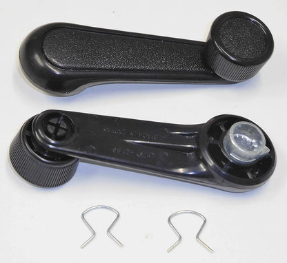 2 x Black Window Winder Handles with Metal Spline for Hilux KZN165 (1999-2004)