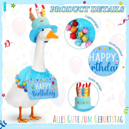 Happy Birthday Porch Goose Outfit for Lawn Goose (23")