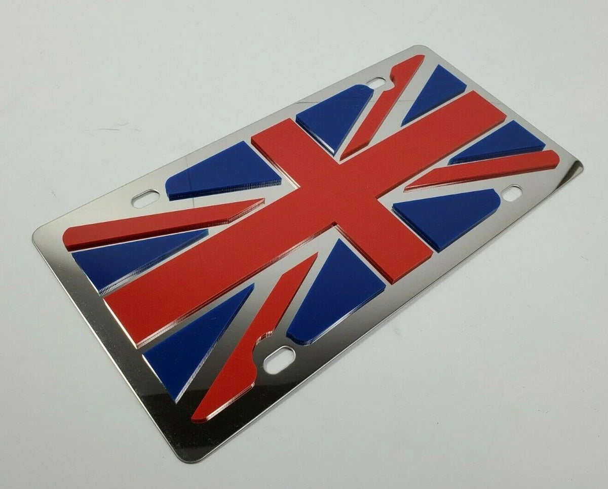 Vanity License Plate Frame with 3D UK Flag for Chrome Great Britain (—)