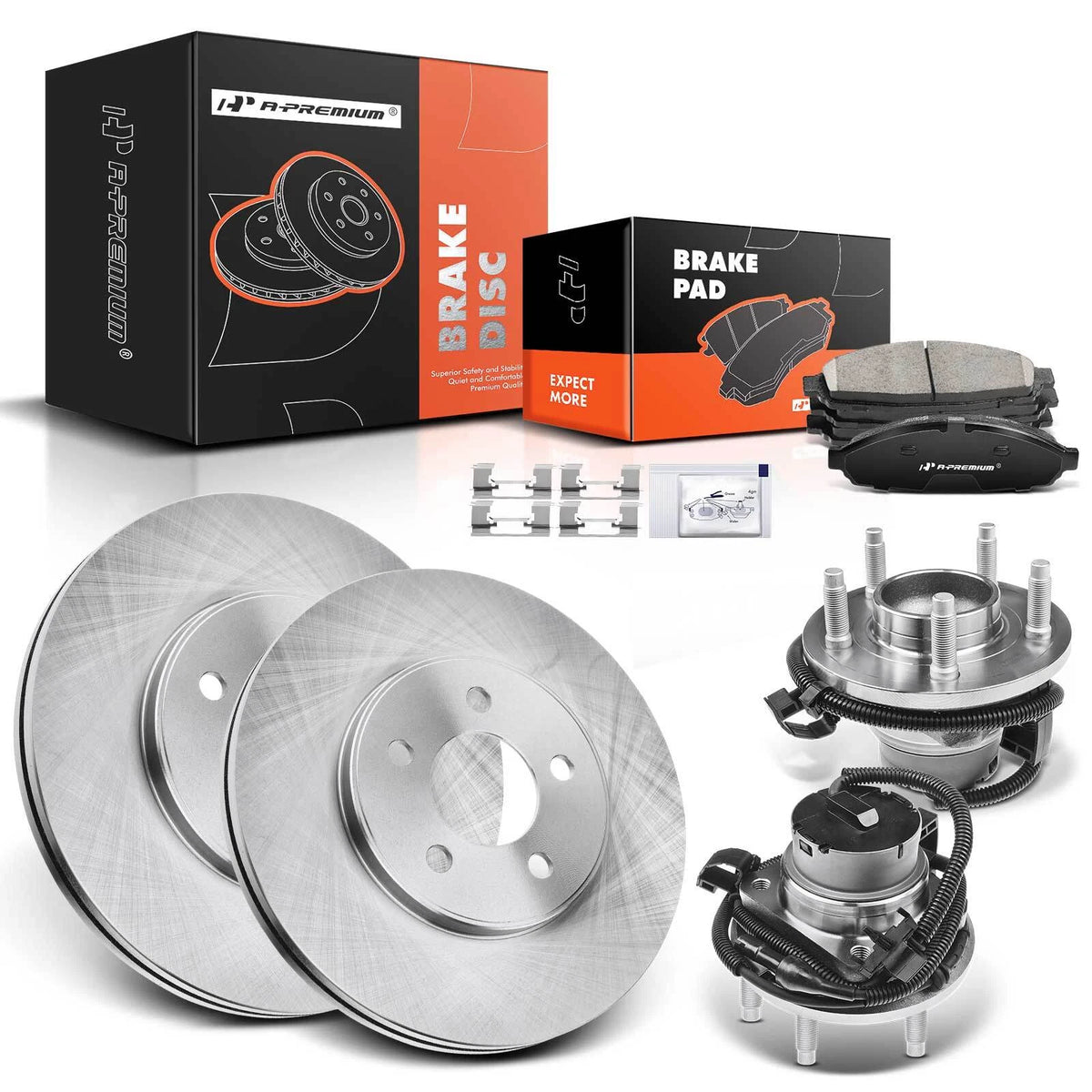 Set of 2 Front Brake Rotors & Pads for Ford Crown Victoria (2003–2005) 10154103, R-54103