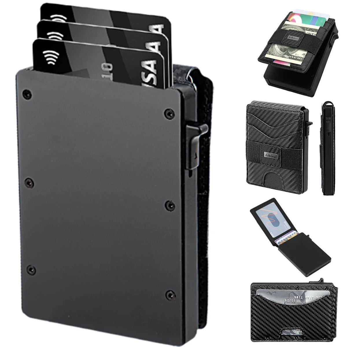 Slim Wallet for Men - Pop Up Money Holder, Black