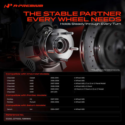 Rear Wheel Hub & Bearing Assembly with ABS for Chevy HHR/Cobalt (2006–2010) - 22715555, 15889806, 512250