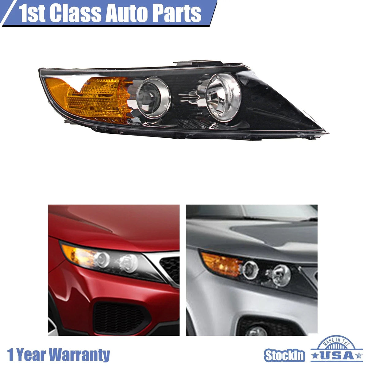 Headlight Assembly for Kia Sorento (2011–2013) Right Clear Lens KI2503143