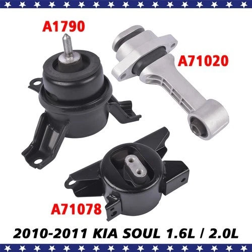 3X Motor & Transmission Mount Kit for Kia Soul 2010–2011 A7190 A71020 EM5880
