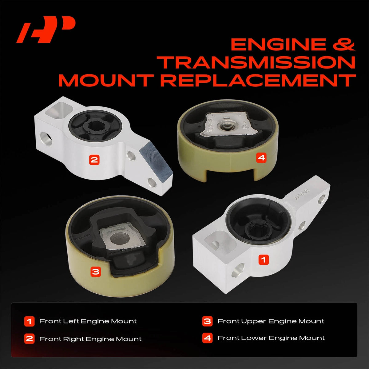 Set of 4 Front Engine Mounts for VW Jetta Eos GTI Rabbit Audi A3 (2006–2013)