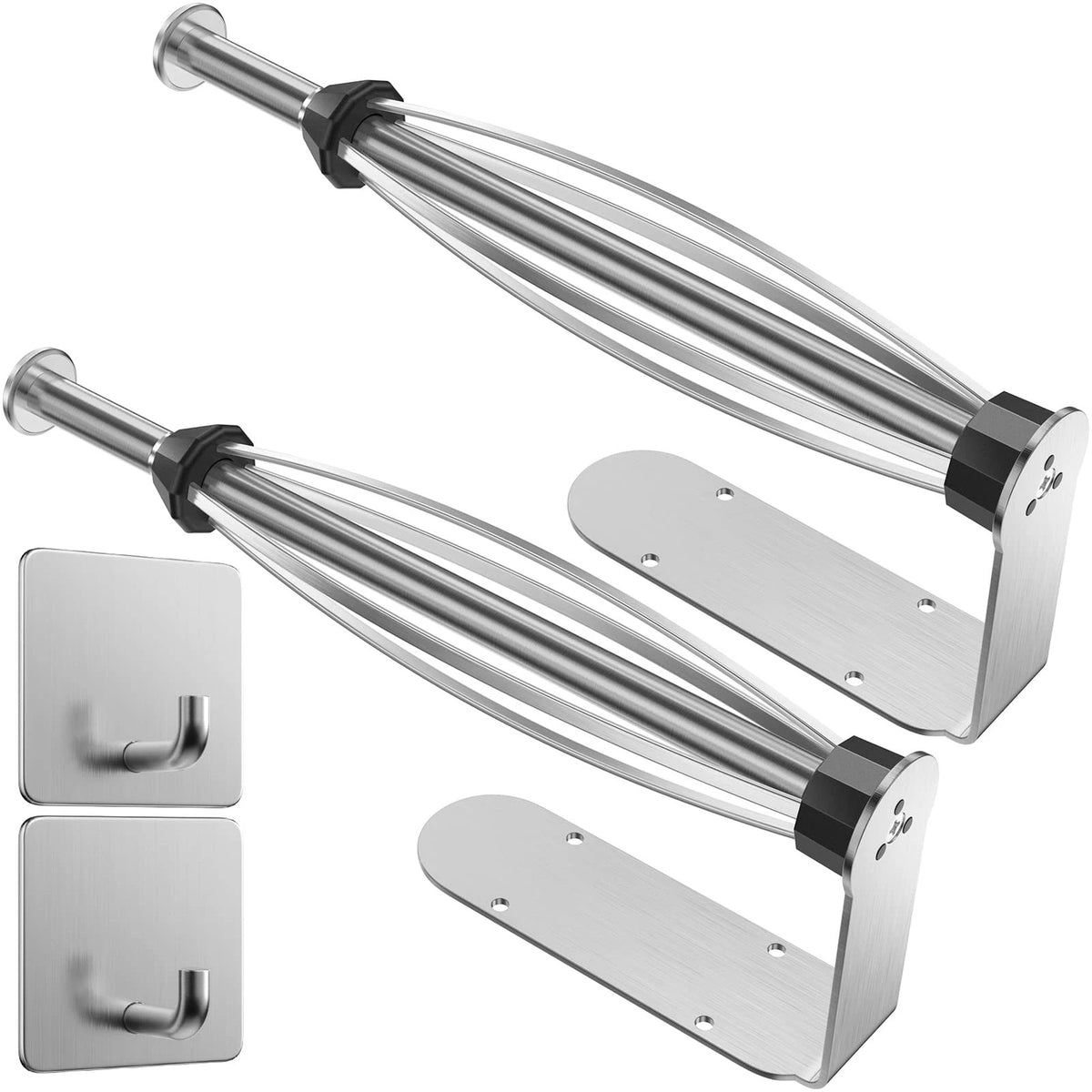 2 Pack Paper Towel Holder for Under Cabinet with 2 Towel Hooks