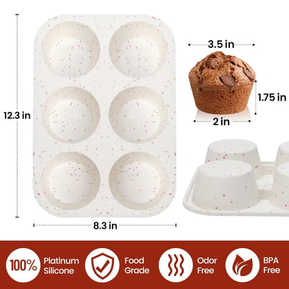 Set of 2 Jumbo Muffin Pans for Baking (3.5 Inch, 6-Cup)