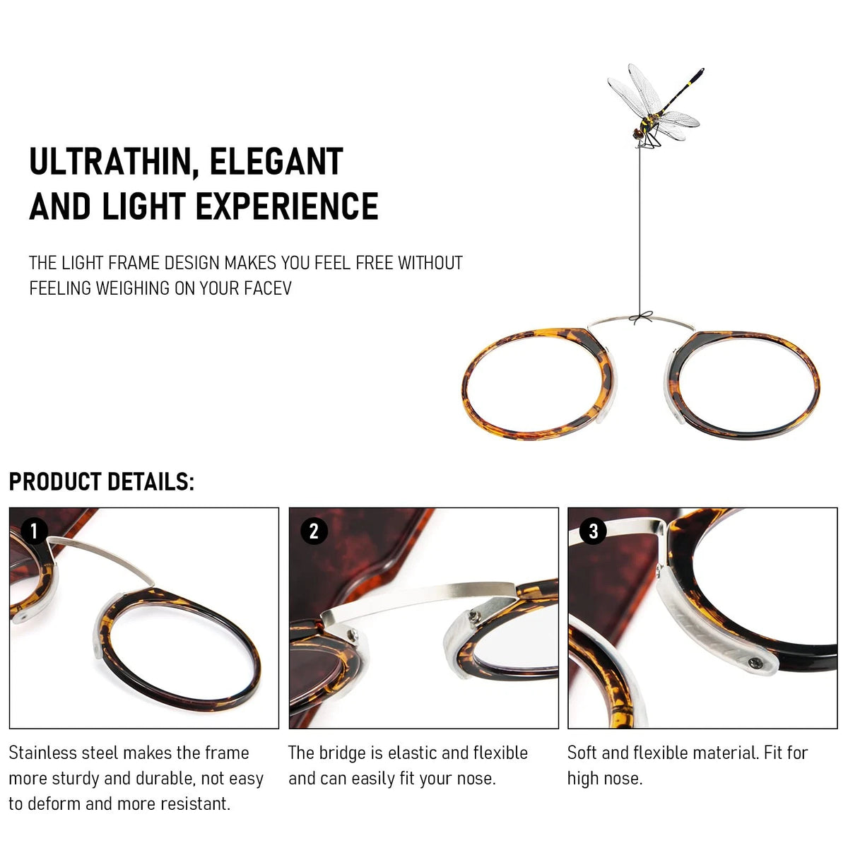 Ultra Thin Armless Reading Glasses No 2.5 for Men Women (2023)